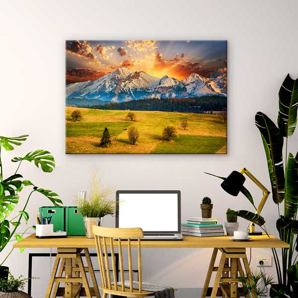 Alp Dağları Gün Batımı Kar Manzarası Kanvas Tablo 13467