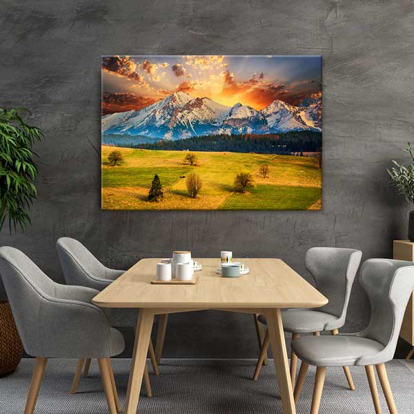 Alp Dağları Gün Batımı Kar Manzarası Kanvas Tablo 13467