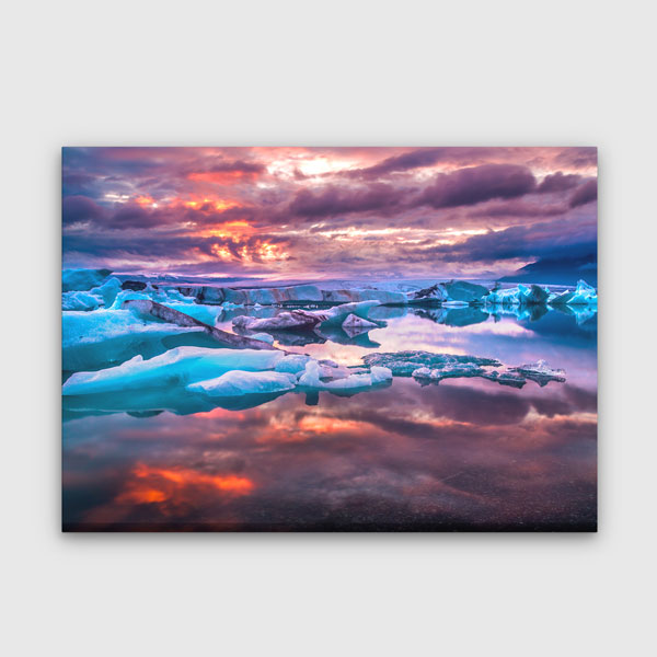 Buzullar ve Gün Batımı Yansıması Manzara Kanvas Tablo 13477