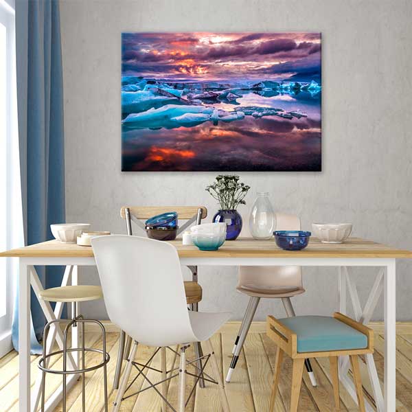 Buzullar ve Gün Batımı Yansıması Manzara Kanvas Tablo 13477