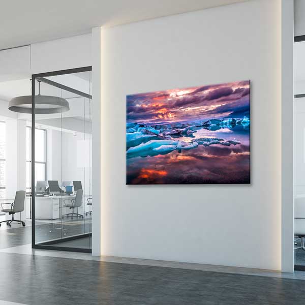 Buzullar ve Gün Batımı Yansıması Manzara Kanvas Tablo 13477