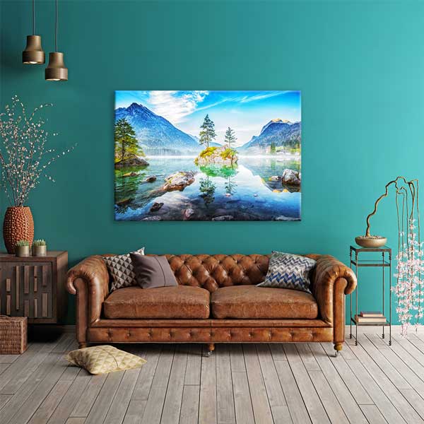 Huzurlu Dağ Gölü Manzarası Kanvas Tablo 13504