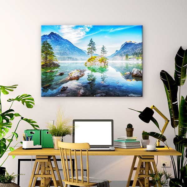 Huzurlu Dağ Gölü Manzarası Kanvas Tablo 13504