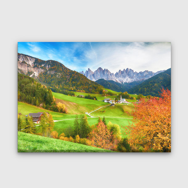 wall-design-art-13516-00 Sonbahar Dağ Köyü Manzarası Kanvas Tablo 13516