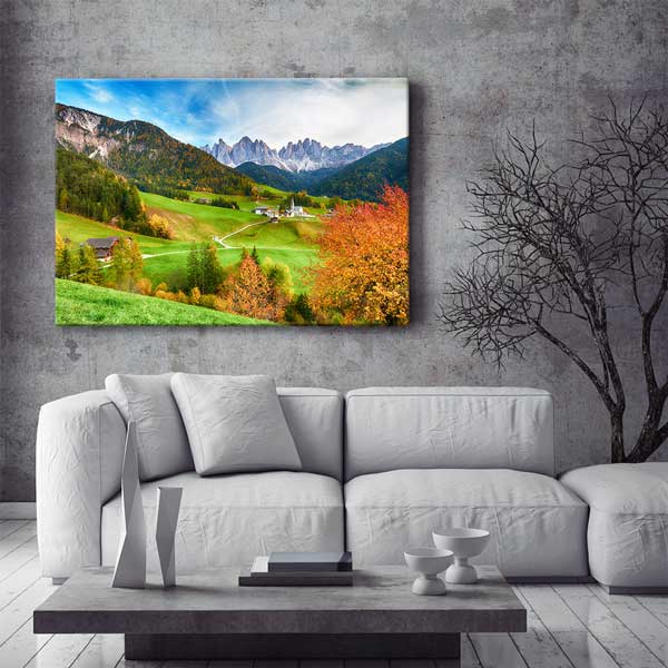 wall-design-art-13516-01 Sonbahar Dağ Köyü Manzarası Kanvas Tablo 13516