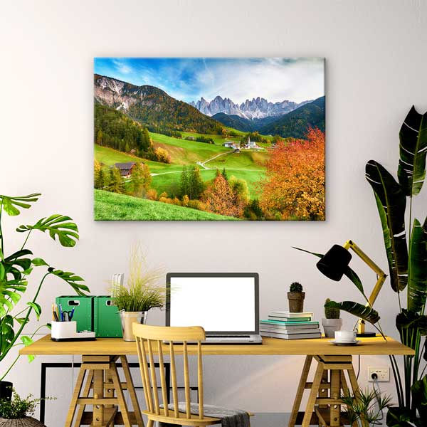 wall-design-art-13516-02 Sonbahar Dağ Köyü Manzarası Kanvas Tablo 13516