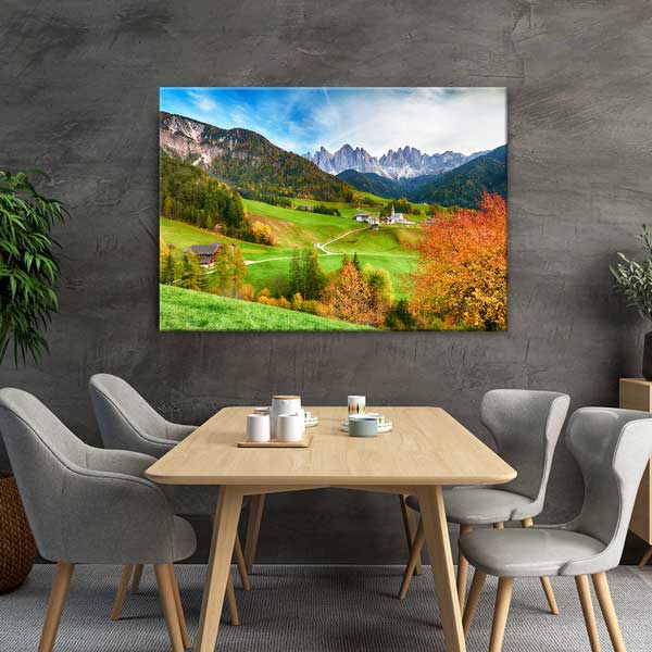 wall-design-art-13516-03 Sonbahar Dağ Köyü Manzarası Kanvas Tablo 13516