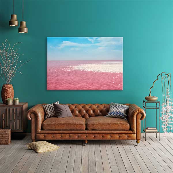 wall-design-art-13551-01 Pembe Göl ve Gökyüzü Fotoğraf Sanatı Kanvas Tablo 13551