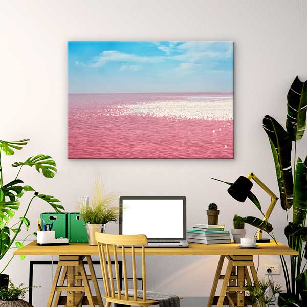 wall-design-art-13551-02 Pembe Göl ve Gökyüzü Fotoğraf Sanatı Kanvas Tablo 13551