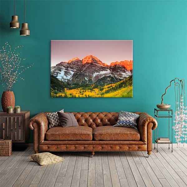 Gün Batımında Kızıl Dağ Zirveleri Manzarası Kanvas Tablo 13586