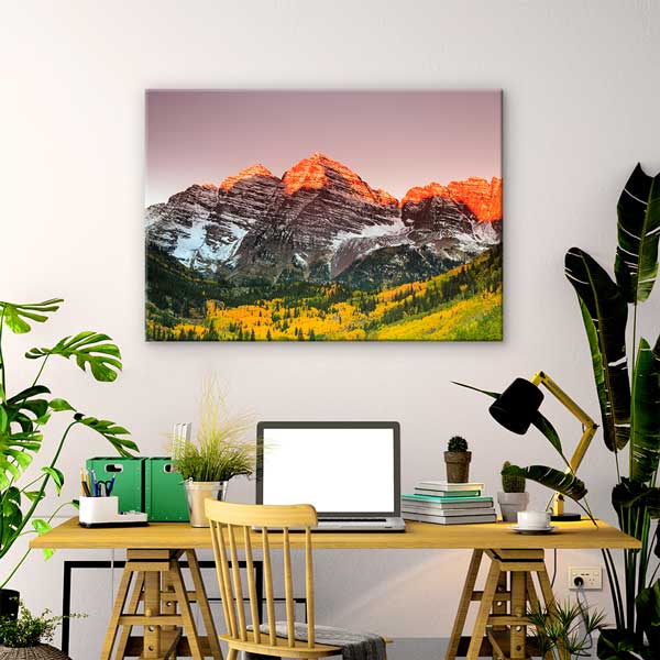 Gün Batımında Kızıl Dağ Zirveleri Manzarası Kanvas Tablo 13586