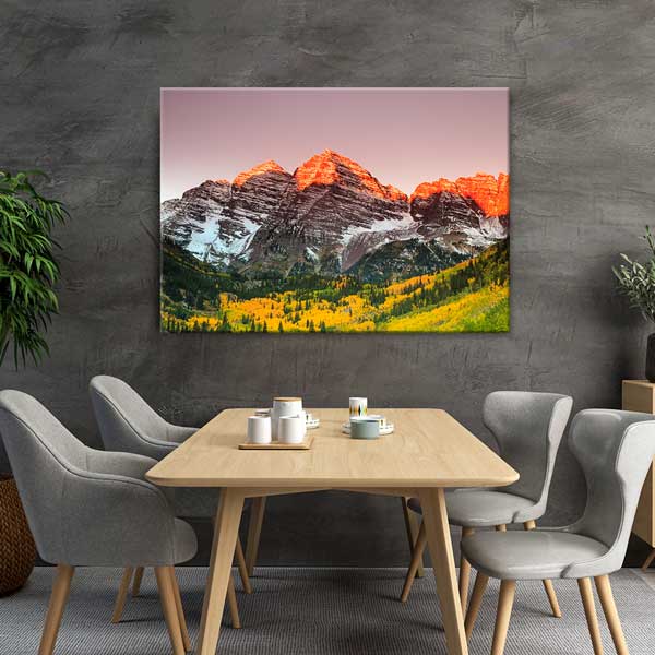 Gün Batımında Kızıl Dağ Zirveleri Manzarası Kanvas Tablo 13586