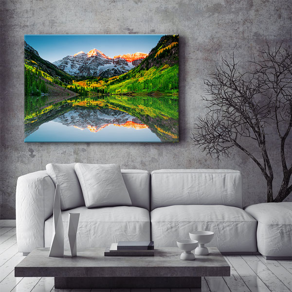 Dağ Vadisi ve Göl Yansıması Manzarası Kanvas Tablo 13589