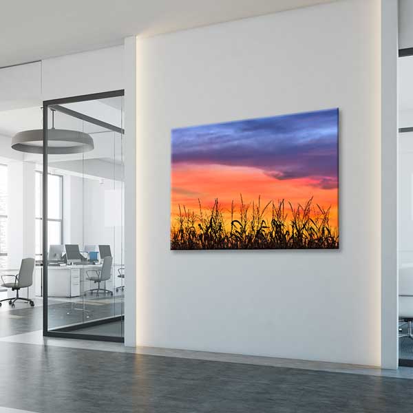 Gün Batımında Tarla Silueti ve Gökyüzü Manzarası Kanvas Tablo 13597