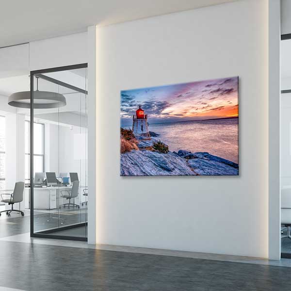 Deniz Feneri ve Gün Batımı Kıyı Manzarası Duvar Tablosu 13635