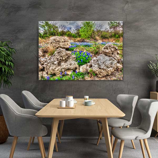 Kayalık Doğada Mor Yabani Çiçekler Manzara Duvar Tablosu 13636