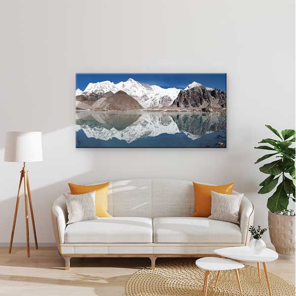 Karlarla Kaplı Dağlar ve Buz Gölü Yansıması Kanvas Tablo – 13668