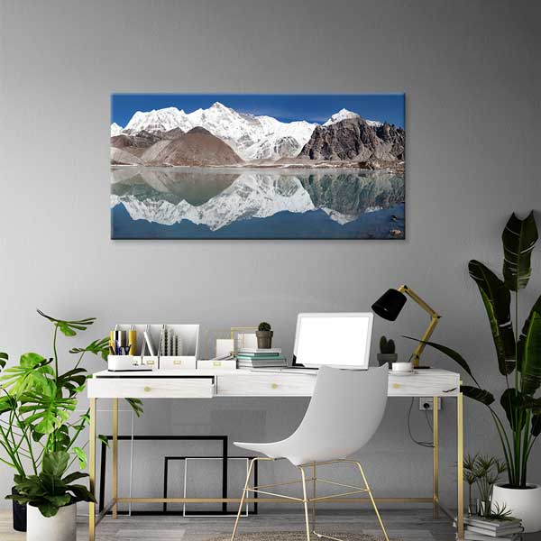 Karlarla Kaplı Dağlar ve Buz Gölü Yansıması Kanvas Tablo – 13668
