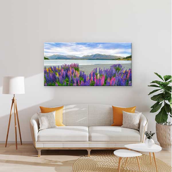Lupin Çiçekleri ve Dağ Manzarası Kanvas Tablo – 13682