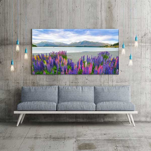 Lupin Çiçekleri ve Dağ Manzarası Kanvas Tablo – 13682