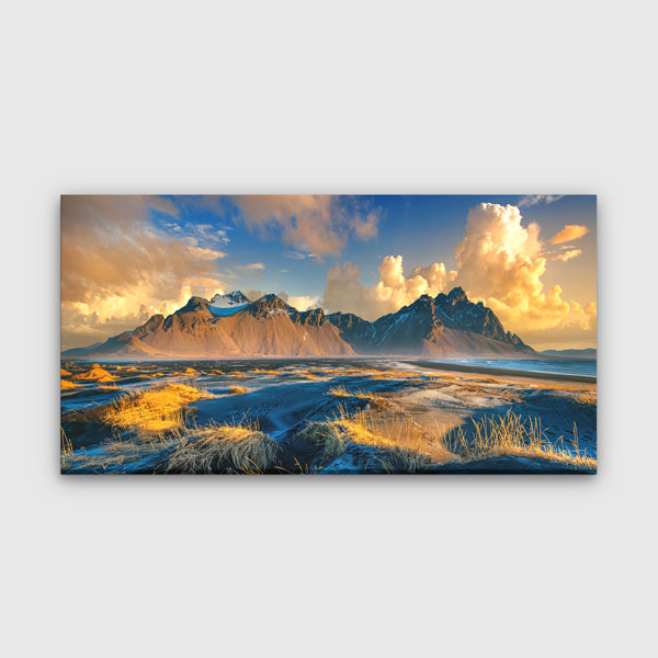 wall-design-art-13693-00 Vestrahorn İzlanda Dağ ve Sahil Manzarası Kanvas Tablo – 13693