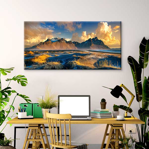 Vestrahorn İzlanda Dağ ve Sahil Manzarası Kanvas Tablo – 13693