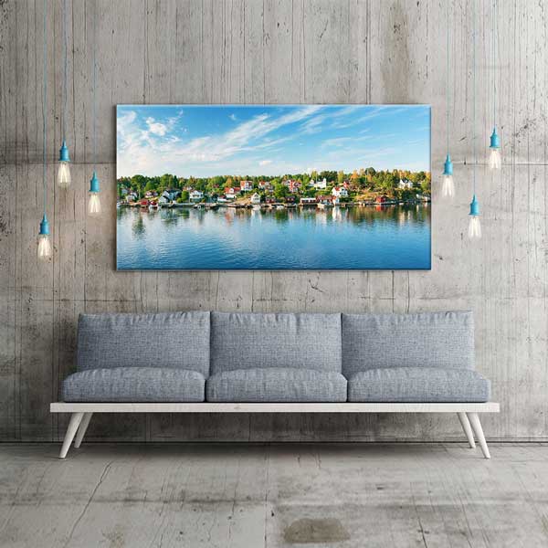 Stockholm Takımadaları Sahil Yerleşimi Panoramik Kanvas Tablo – 13697