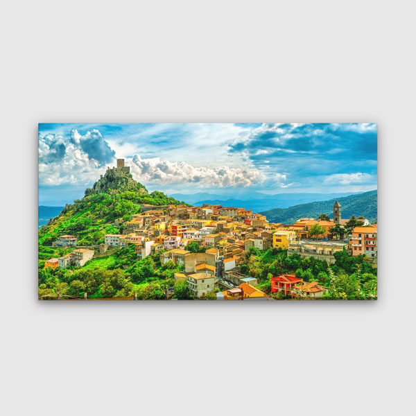 Castelmola İtalya Dağ Kasabası Manzara Kanvas Tablo – 13717