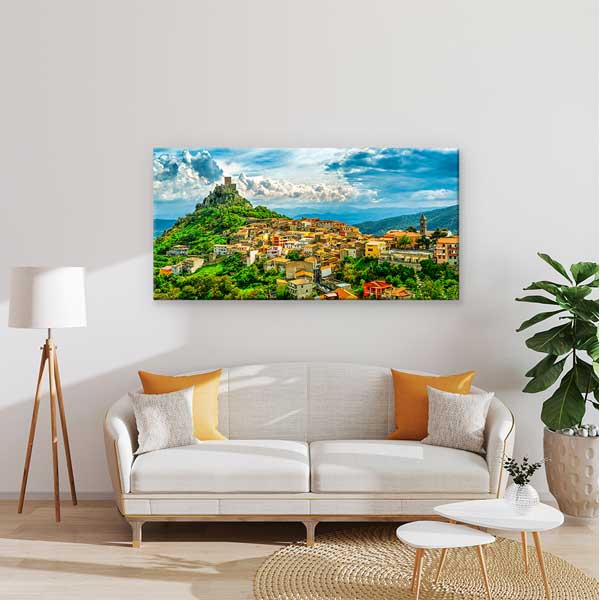 Castelmola İtalya Dağ Kasabası Manzara Kanvas Tablo – 13717