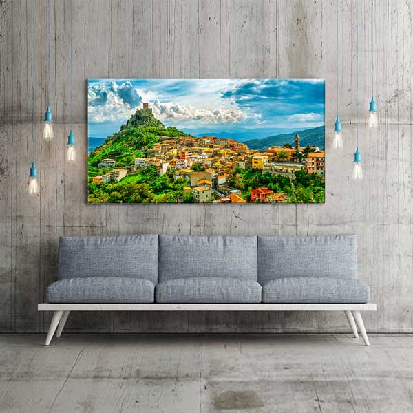 Castelmola İtalya Dağ Kasabası Manzara Kanvas Tablo – 13717