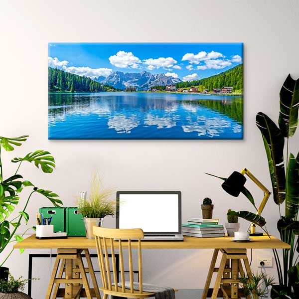 wall-design-art-13725-02 Mavi Göl ve Dağ Manzarası Kanvas Tablo – 13725