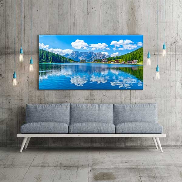 wall-design-art-13725-04 Mavi Göl ve Dağ Manzarası Kanvas Tablo – 13725