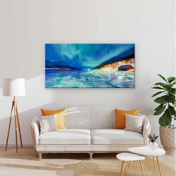 Kuzey Işıkları ve Buzlu Göl Kanvas Tablo – 13728