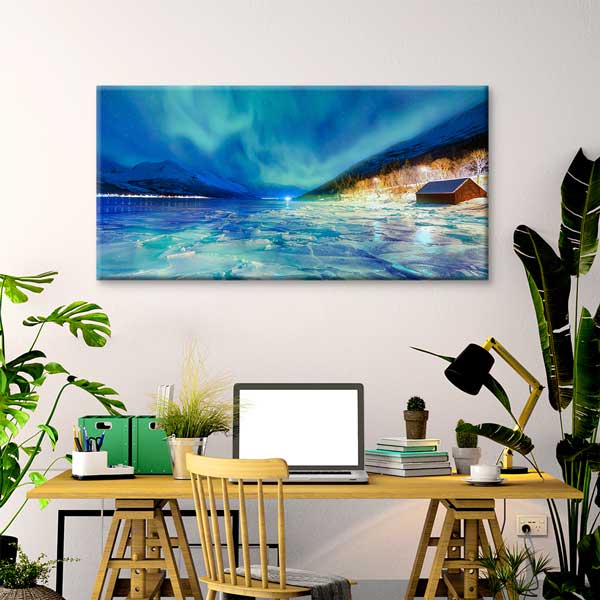 Kuzey Işıkları ve Buzlu Göl Kanvas Tablo – 13728