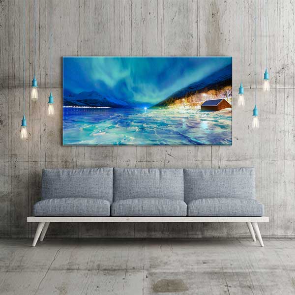 Kuzey Işıkları ve Buzlu Göl Kanvas Tablo – 13728
