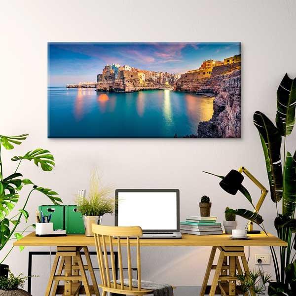 Akşam Işıklı Sahil Şehir Kanvas Tablo – 13729