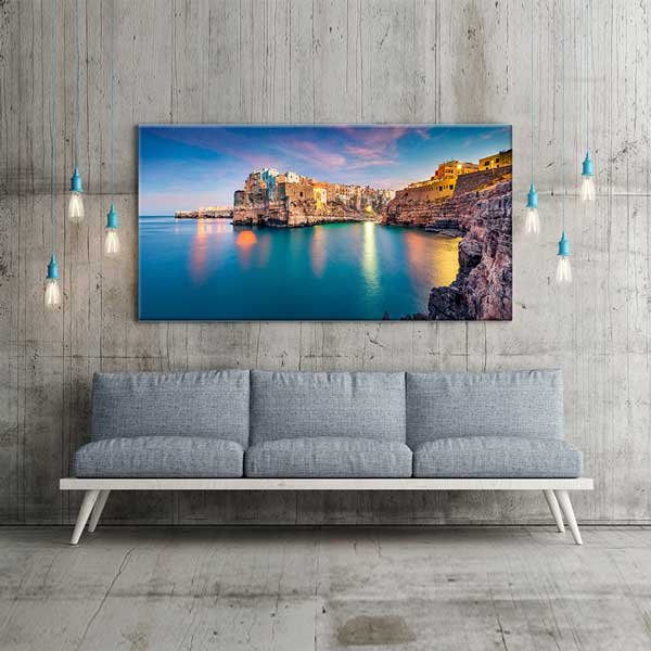 Akşam Işıklı Sahil Şehir Kanvas Tablo – 13729