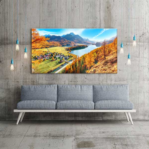 Sonbahar Dağ ve Göl Manzarası Kanvas Tablo – 13735