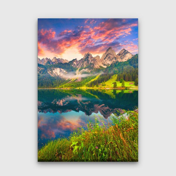 Dağ Gölü Gün Batımı Manzarası Kanvas Tablo 13839