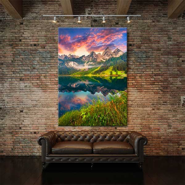 Dağ Gölü Gün Batımı Manzarası Kanvas Tablo 13839