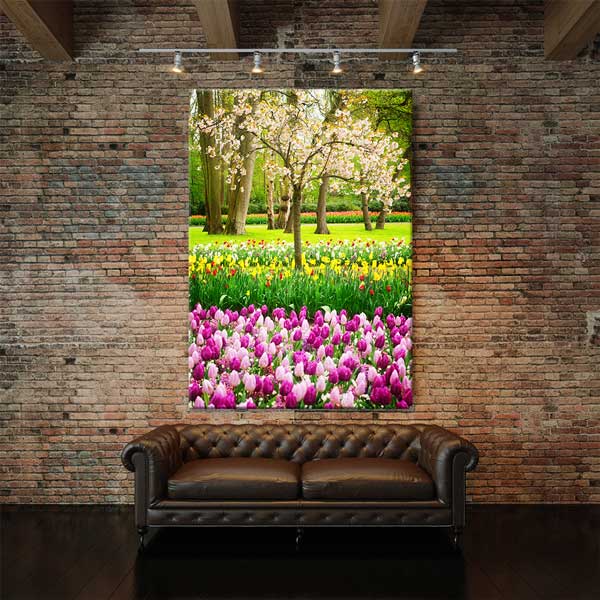 Renkli Lale Bahçesi Manzara Kanvas Tablo 13844