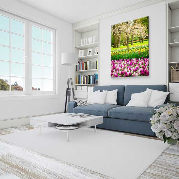Renkli Lale Bahçesi Manzara Kanvas Tablo 13844