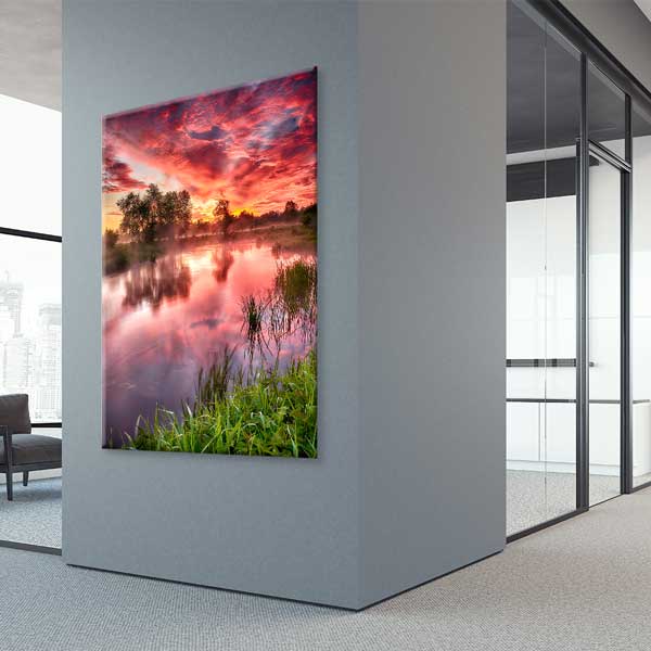 Kırmızı Gün Batımı ve Nehir Manzarası Kanvas Tablo 13853