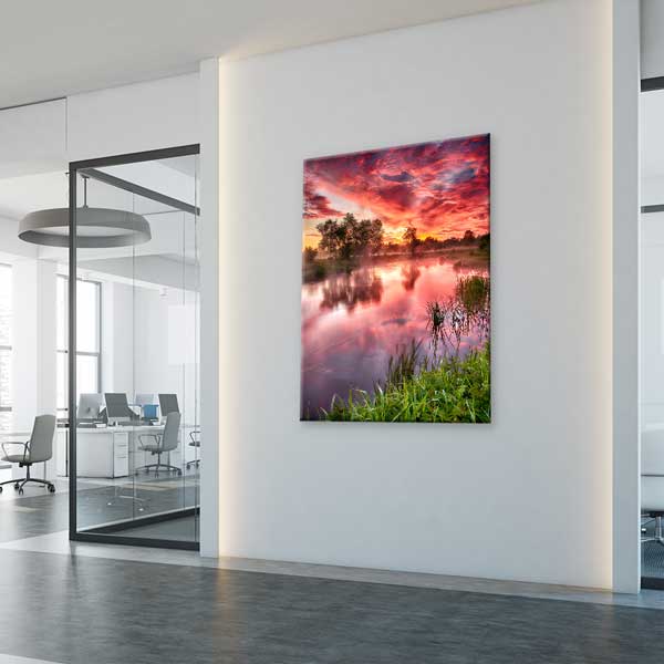 Kırmızı Gün Batımı ve Nehir Manzarası Kanvas Tablo 13853