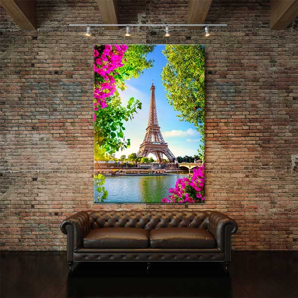 Eyfel Kulesi Çiçekli Paris Manzarası Kanvas Tablo 13858