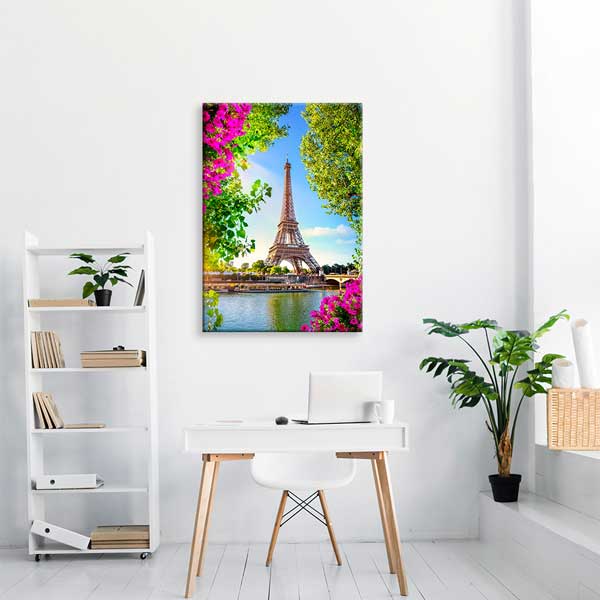 Eyfel Kulesi Çiçekli Paris Manzarası Kanvas Tablo 13858