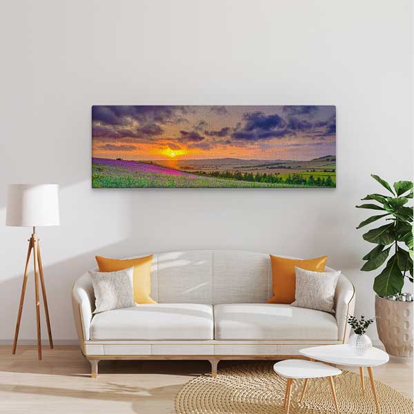 wall-design-art-13893-01 Gün Batımında Lavanta Tarlası Manzara Kanvas Tablo 13893