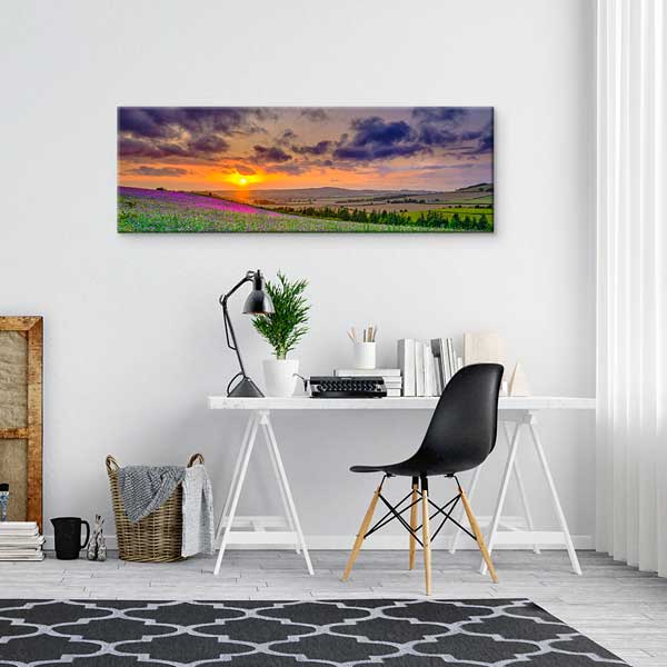 wall-design-art-13893-02 Gün Batımında Lavanta Tarlası Manzara Kanvas Tablo 13893