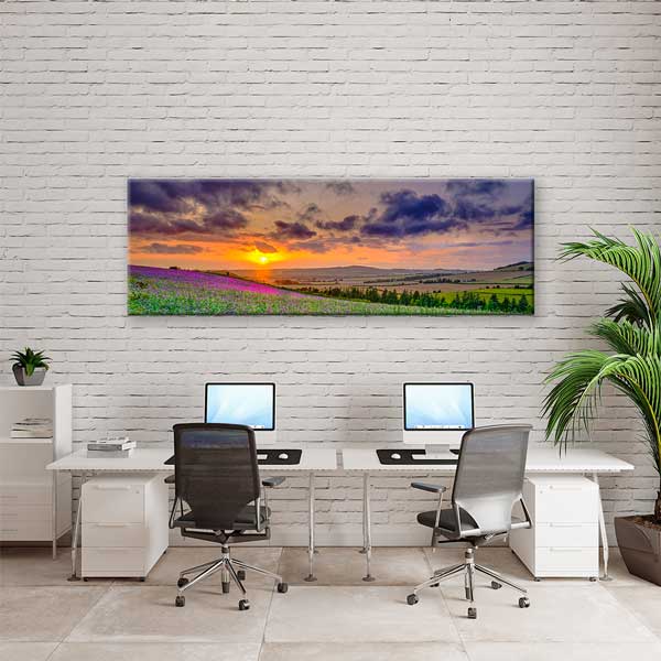 wall-design-art-13893-03 Gün Batımında Lavanta Tarlası Manzara Kanvas Tablo 13893