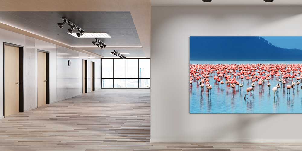 Göl Üzerinde Flamingo Sürüsü Büyük Ebat Duvar Dekoru 13998